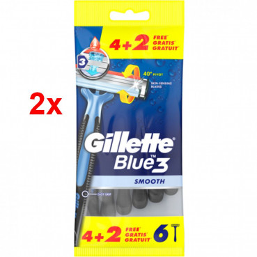 12x Gillette Blue3 SMOOTH Einwegrasierer 3 Klingen Schwingkopf