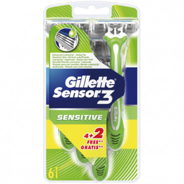 6x Gillette Sensor3 Sensitive Einwegrasierer 4+2 Packung