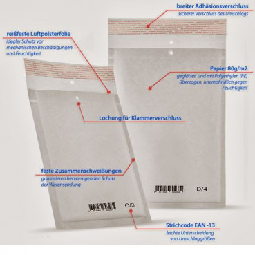 Luftpolstertaschen Versandtaschen Brief Umschläge 1A 2B 3C 4D 5E 6F 7G 8H 9I CD